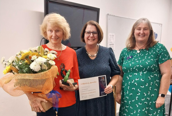 Jeanette Bilik with Community Services Manager Clare Green and Community Services Team Leader Katrina Fisher.